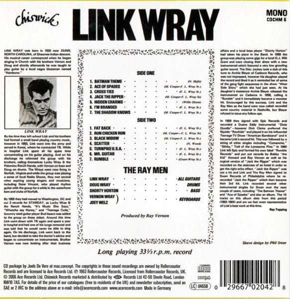 LINK WRAY (リンク・レイ)  - Early Recordings (UK 限定復刻再発 カードスリーブCD/New)