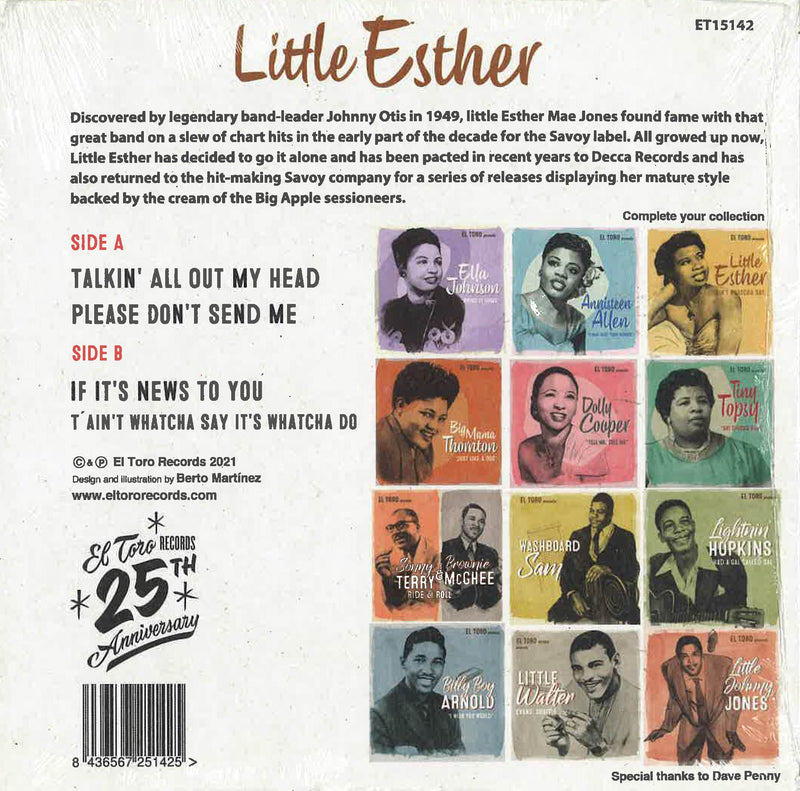LITTLE ESTHER (ESTHER PHILLIPS) (リトル・エスター・フィリップス)  - T'Ain't Whatcha Say +3 (Spain 限定ジャケ付き再発4曲入り 7"EP/New)