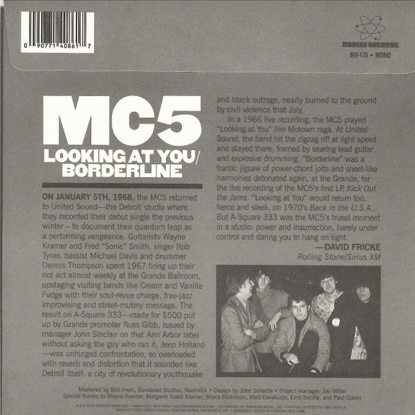 MC 5 (MCファイブ)  - Looking At You / Borderline (US Ltd.White VInyl 7"+PS/New)