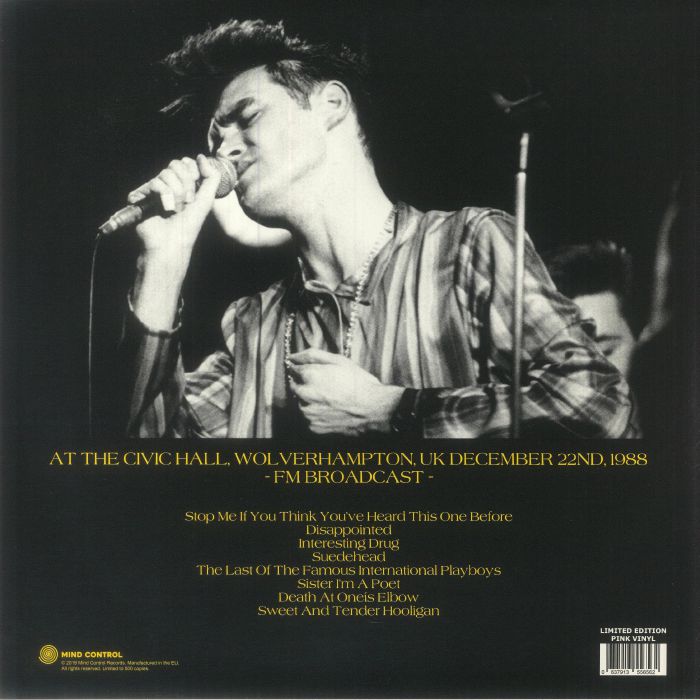 MORRISSEY (モリッシー)  - At The Civic Hall, Wolverhampton, UK December 22nd, 1988  (EU 500枚限定ピンクヴァイナル LP/NEW)