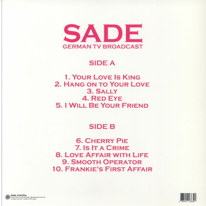 SADE (シャーデー)  - German TV Broadcast (EU 500枚限定リリース LP/NEW)