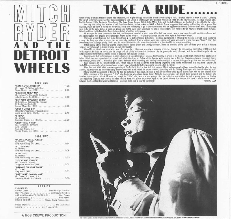 MITCH RYDER & THE DETROIT WHEELS (ミッチー・ライダー & ザ・デトロイト・ホイールズ)  - Take A Ride... (US Ltd.Reissue 180g HQ Gold Vinyl Mono LP/New)