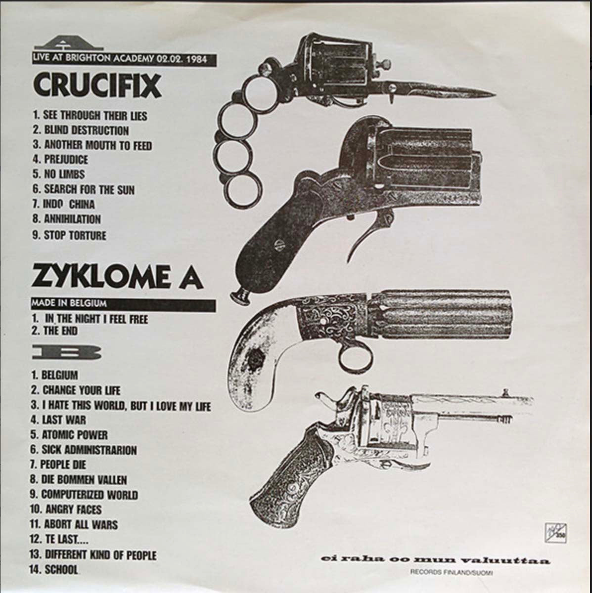 CRUCIFIX / ZYKLOME A (クルーシフィクス / チクロームA)  - Live At Brighton Academy / Made In Belgium (Finland 350 Ltd. Numbered LP 「廃盤 New」)