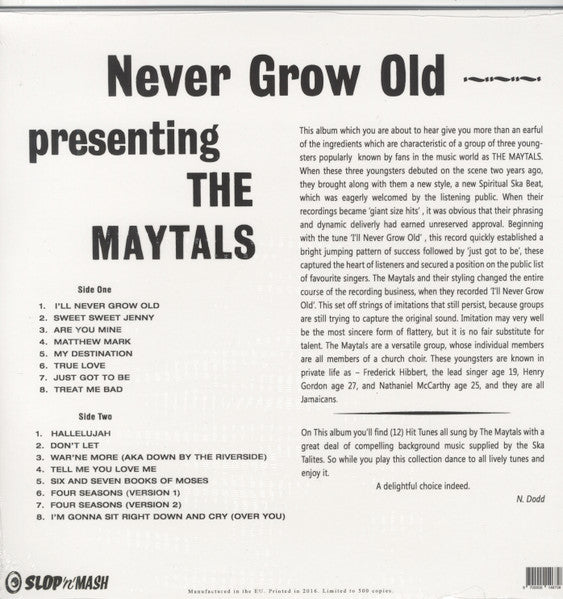 MAYTALS, THE (ザ・メイタルズ)  - Never Grow Old (EU 500 Ltd.Reissue LP/New)