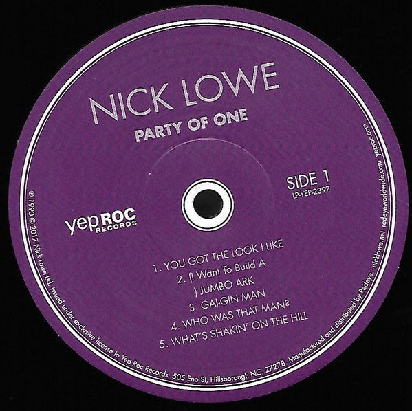 NICK LOWE (ニック・ロウ) - Party Of One (US 限定リマスター再発 LP+4曲入りボーナス10"/ New)