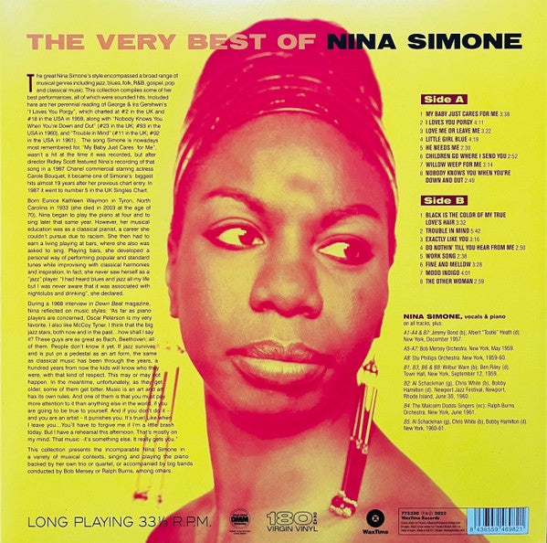 NINA SIMONE (ニーナ・シモン)  - The Very Best Of Nina Simone (EU 限定リリース 180g アナログ LP/New)ベスト16曲！