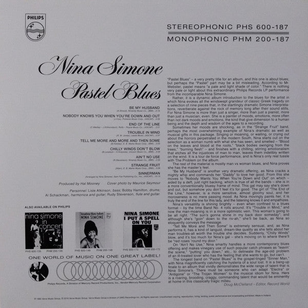 NINA SIMONE (ニーナ・シモン)  - Pastel Blues (Dutch Ltd.Reissue 180g LP/New)
