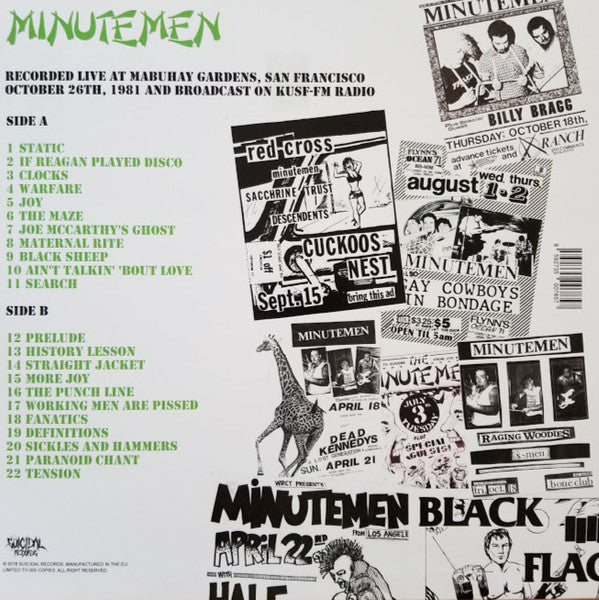 MINUTEMEN (ミニットメン) - Sickles And Hammers : The Lost 1981 Mabuhay Broadcast (EU 500 Ltd.Reissue LP/ New)