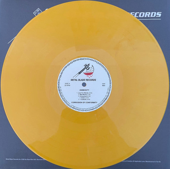 C.O.C. : Corrosion Of Conformity (コロージョン・オブ・コンフォーミティ) - Animosity (EU 400 Ltd.Reissue Yellow Orange Marble Vinyl LP/ New)