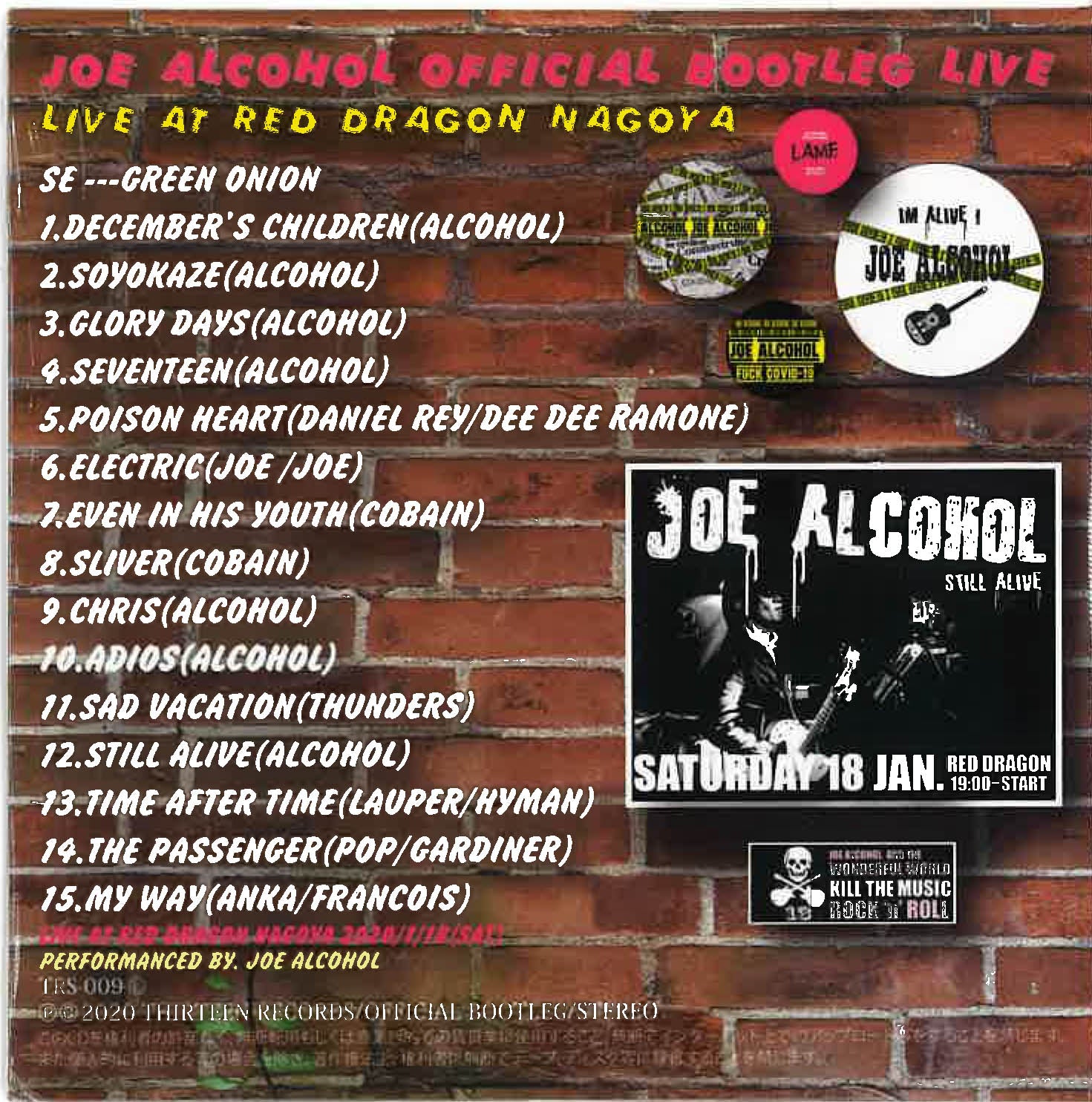 JOE ALCOHOL   (ジョー・アルコール)  - OFFICIAL BOOTLEG LIVE (Japan Ltd.CD / New)