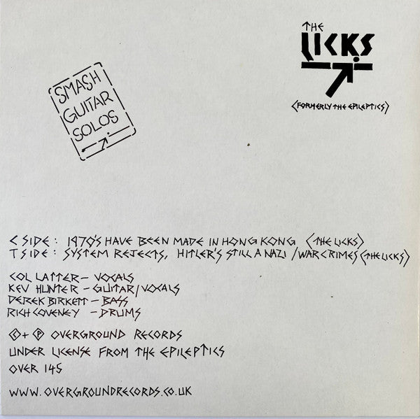 LICKS, THE (ザ ・リックス)  - 1970's EP (UK 500枚限定プレス正規再発 7"「廃盤 New」)