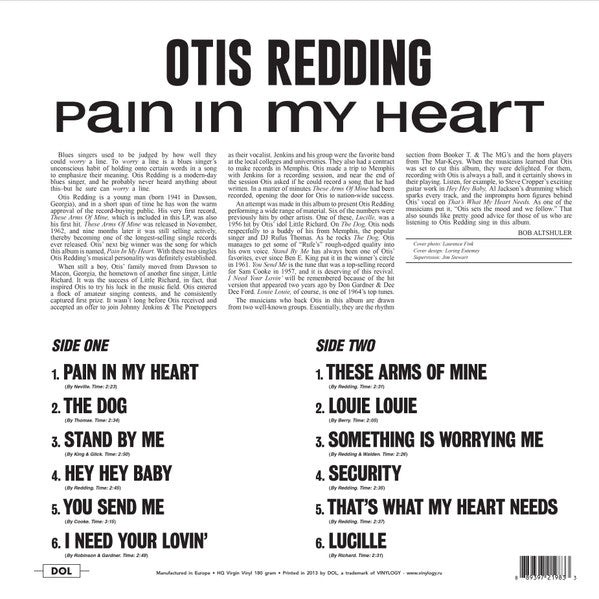 OTIS REDDING (オーティス・レディング)  - Pain In My Heart (EU 限定復刻再発「HQ＝高音質」180gモノラル LP/New)