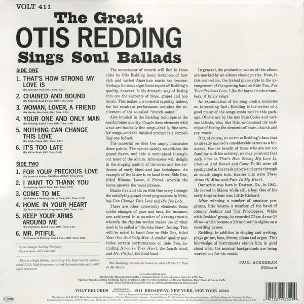 OTIS REDDING (オーティス・レディング)  - The Great Otis Redding Sings Soul Ballads (EU Ltd.Re 180g Mono LP/New)