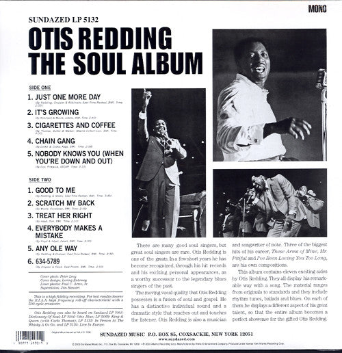 OTIS REDDING (オーティス・レディング)  - The Soul Album (US サンデイズド社限定復刻再発「HQ＝高音質」180g モノラル LP/New)