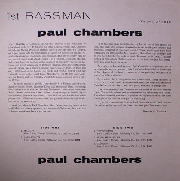 PAUL CHAMBERS (ポール・チェンバース) - 1st Bassman (US Ltd.Reissue