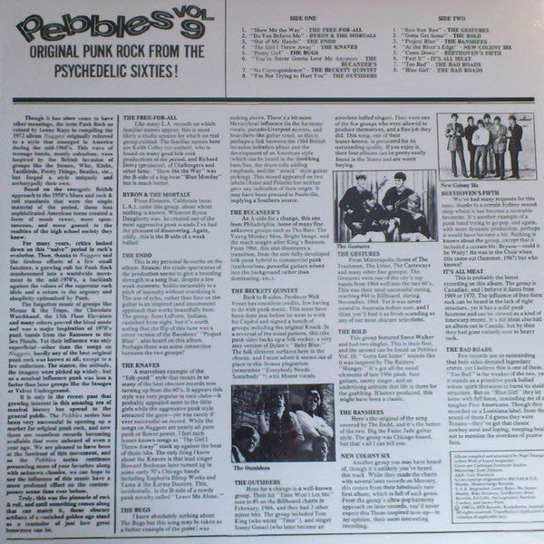 V.A.  (60's ガレージパンク名作シリーズコンピ) - Pebbles Vol.9 (US Ltd.Reissue LP/New)