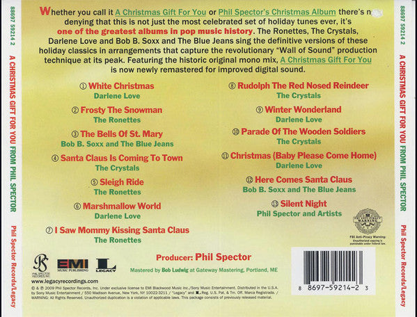 V.A. (V.A. (フィル・スペクター・クリスマス・アルバム) - A Christmas Gift For You From Phil Spector (US Reissue  Mono CD/New)