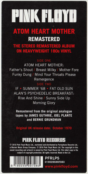 PINK FLOYD (ピンク・フロイド)  - Atom Heart Mother (EU 限定復刻リマスター再発180g LP+GS/New)