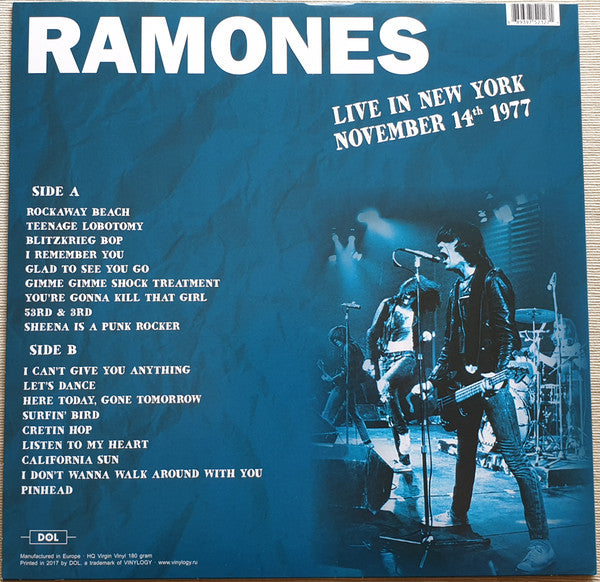 RAMONES (ラモーンズ) - Live In New York November 14th 1977 (EU 限定オレンジヴァイナル LP/  New)