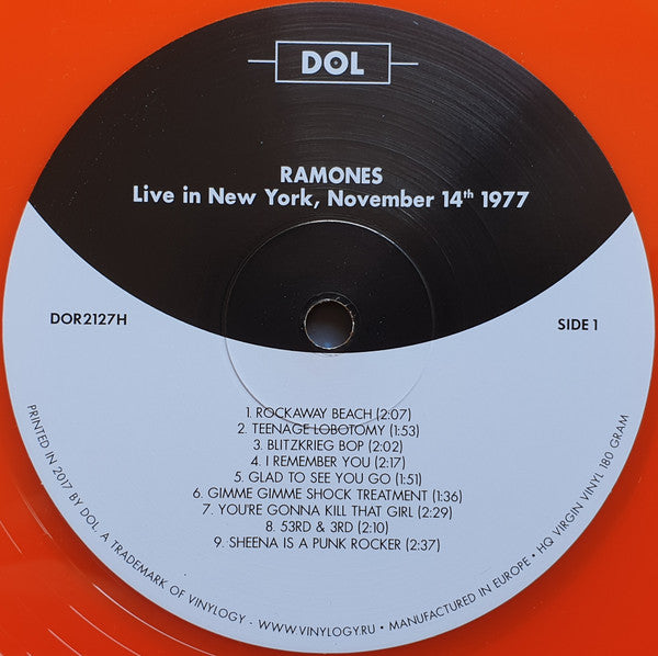 RAMONES (ラモーンズ) - Live In New York November 14th 1977 (EU 限定オレンジヴァイナル LP/ New)