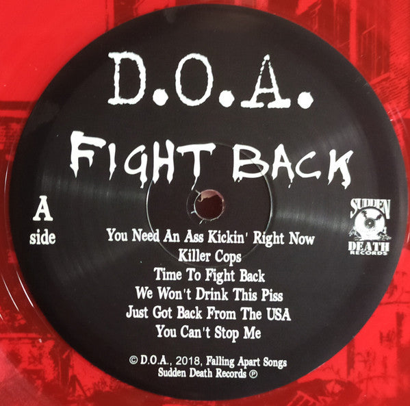 D.O.A. - Fight Back (Canada 250枚限定レッドヴァイナル LP / New)