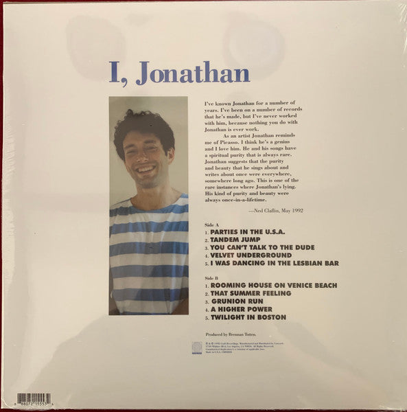 JONATHAN RICHMAN (ジョナサン・リッチマン ) - I, Jonathan (US 限定プレス再発 LP / New)