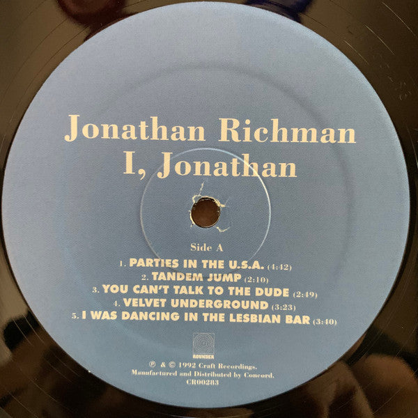 JONATHAN RICHMAN (ジョナサン・リッチマン ) - I, Jonathan (US 限定プレス再発 LP / New)