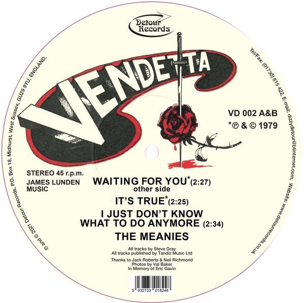 MEANIES, THE (ザ・ミーニーズ) - Waiting For You / It's True (UK 300 Ltd.Pucture 7"/ New)