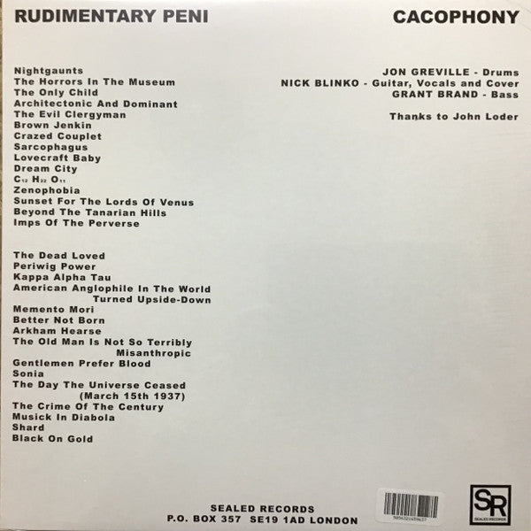RUDIMENTARY PENI (ルーディメンタリー・ペナイ) - Cacophony (UK 限定プレス再発 LP/ New)