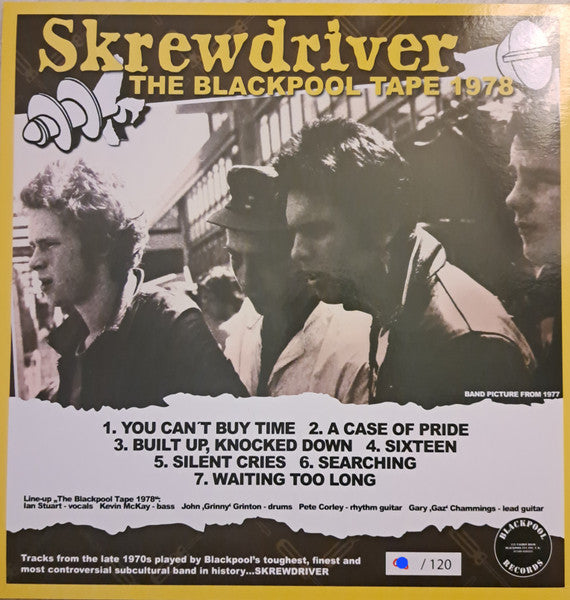 SKREWDRIVER (スクリュードライヴァー) - The Blackpool Tape 1978 (UK 120枚限定再発ナンバリング入りホワイトヴァイナル片面 LP/ New)