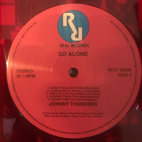 JOHNNY THUNDERS (ジョニー・サンダース) - So Alone (US/EU 45周年記念限定再発レッドヴァイナル LP/ New)