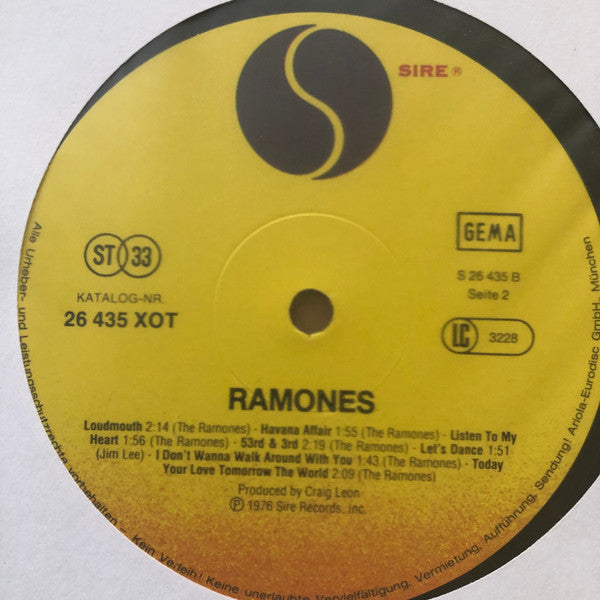 RAMONES (ラモーンズ) - S.T. (German 限定再発 LP / New)