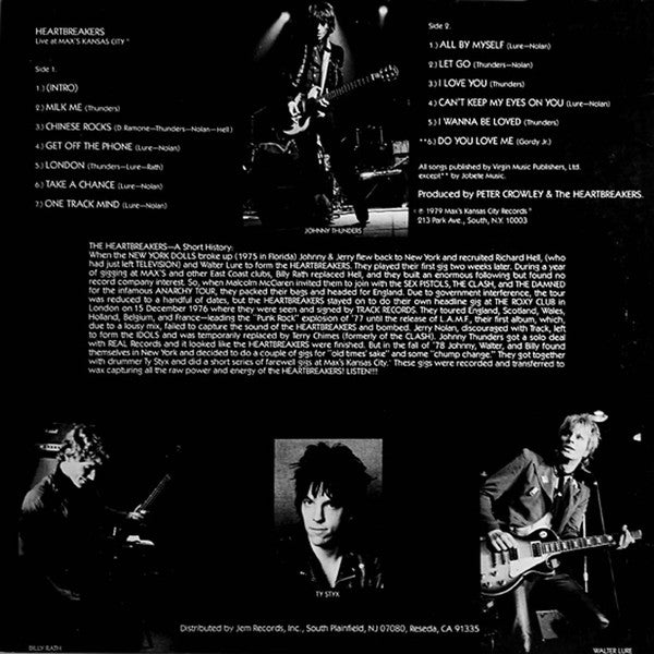 JOHNNY THUNDERS AND THE HEARTBREAKERS (ジョニー・サンダース & ザ・ハートブレイカーズ) - Live At Max's Kansas City (US 限定再発 LP / New)