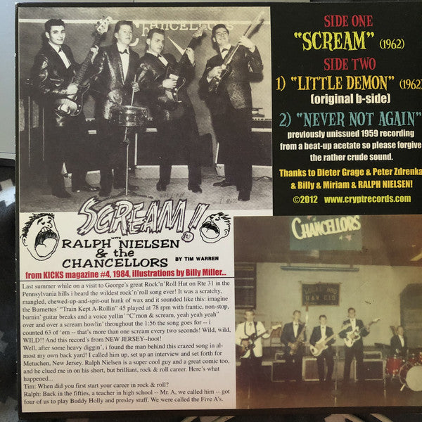 RALPH NIELSEN & THE CHANCELLORS (ラルフ・ニールセン＆ザ・チャンセラーズ)  - Scream +2 (German Ltd.Reissue 7"+GS/New)