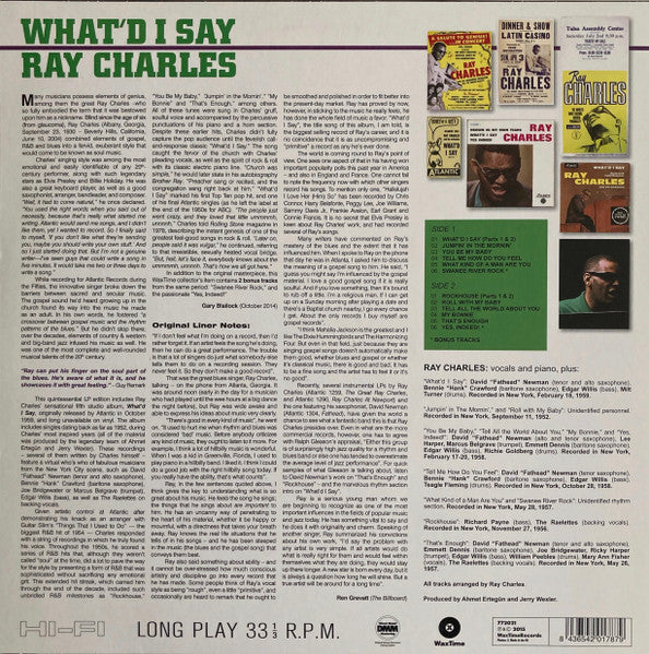 RAY CHARLES (レイ・チャールズ)  - What’d I Say (EU Ltd.Reissue 180g LP/New #772021)