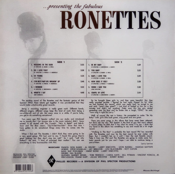 RONETTES (ロネッツ)  - ....Presenting Fabulous The Ronettes feat.Veronica (EU M.O.V 社限定リマスター再発 180g LP/廃盤 New)