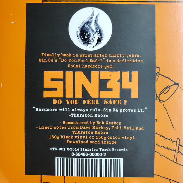 SIN 34 (シン 34)  - Do You Feel Safe ? (US 500 Ltd.Reissue 180g Black Vinyl LP「廃盤 New」  )