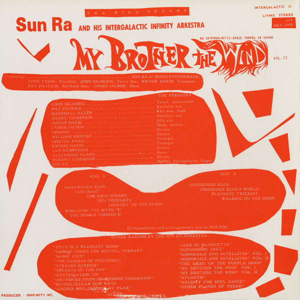 SUN RA & His Astro Infinity Arkestra (サン・ラ & ヒズ・アストロ・インフィニティ・アーケストラ)  - My Brother The Wind, Vol II (US Ltd.Reissue LP/New)