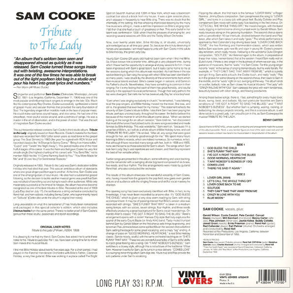 SAM COOKE (サム・クック)  - Tribute To The Lady (EU 限定ボーナス入り再発 180g LP/New)'59年ビリー・ホリデイのトリビュート・アルバム