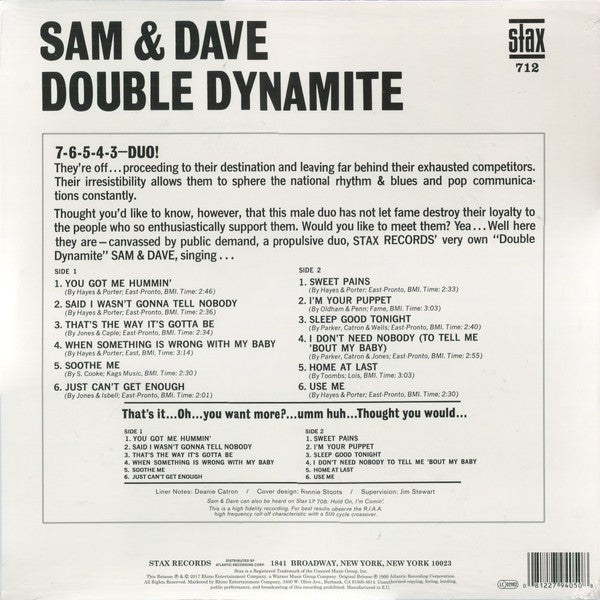 SAM & DAVE (サム・アンド・デイブ)  - Double Dynamite (UK-EU&US 共通限定復刻再発180gモノラル LP/New)