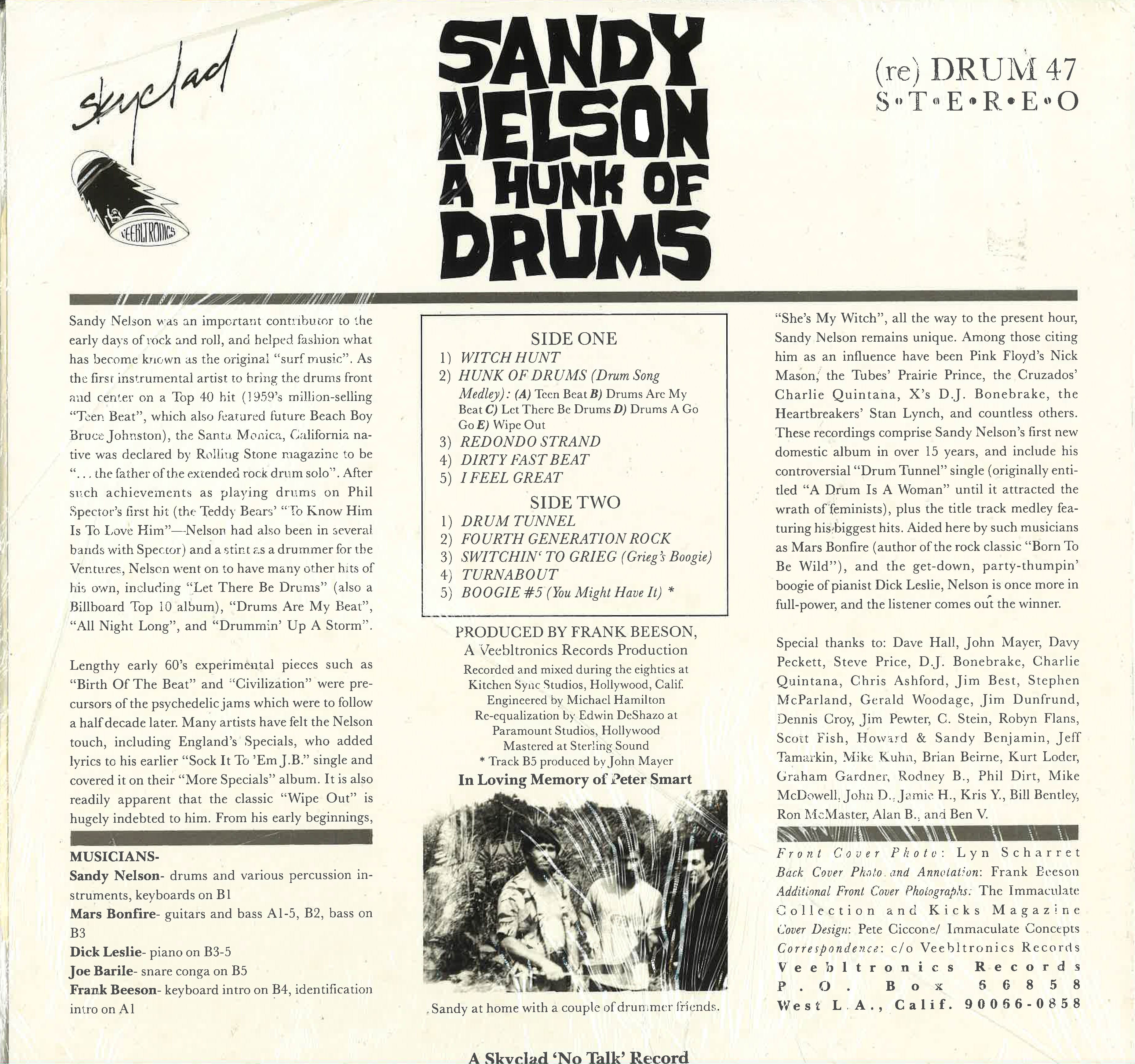 SANDY NELSON (サンディ・ネルソン)  - A Hunk Of Drums (US '89 Orig.150g LP/廃盤 New)