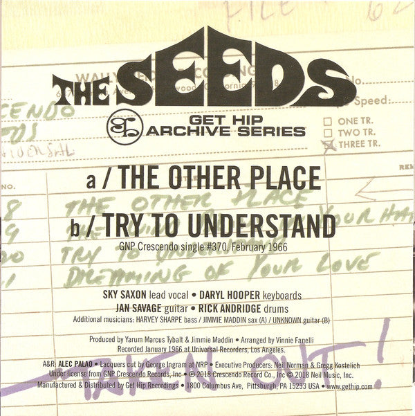 SEEDS (シーズ)  - The Other Place (US Ltd. Reissue 7"+PS/New)