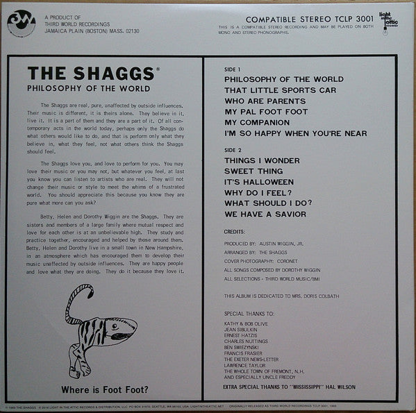 SHAGGS (シャッグス)  - Philosophy Of The World (US 限定再発カラーヴァイナル LP/New)