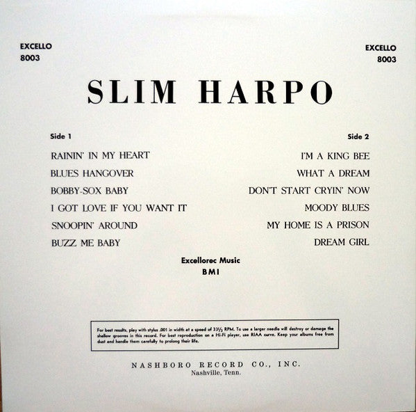 SLIM HARPO (スリム・ハーポ)  - Sings Raining In My Heart (US Ltd.Reissue LP/New)