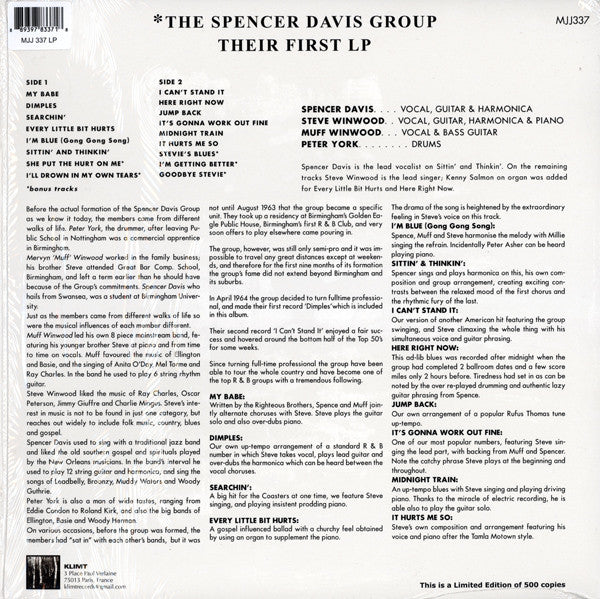 SPENCER DAVIS GROUP (スペンサー・デイヴィス・グループ)  - Their First LP (EU Ltd.Reissue LP/New)
