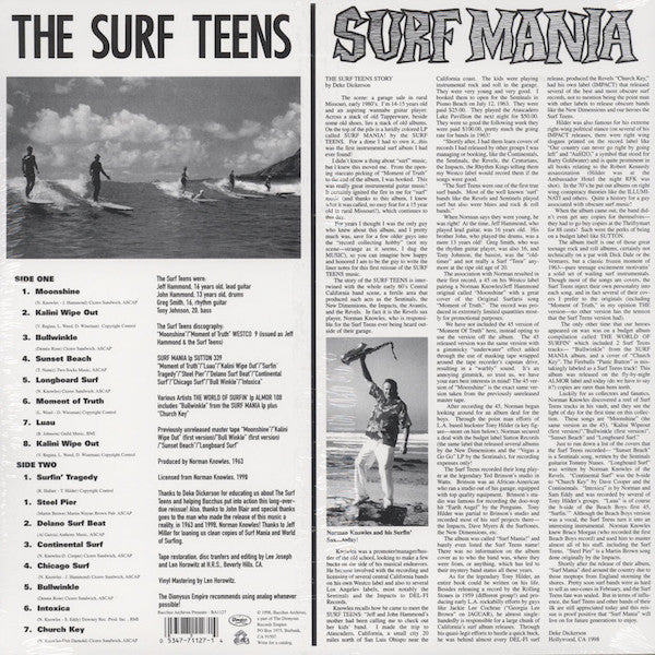 SURF TEENS (サーフティーンズ)  - Surf Mania (US Ltd.Reissue Clear Vinyl LP/New)