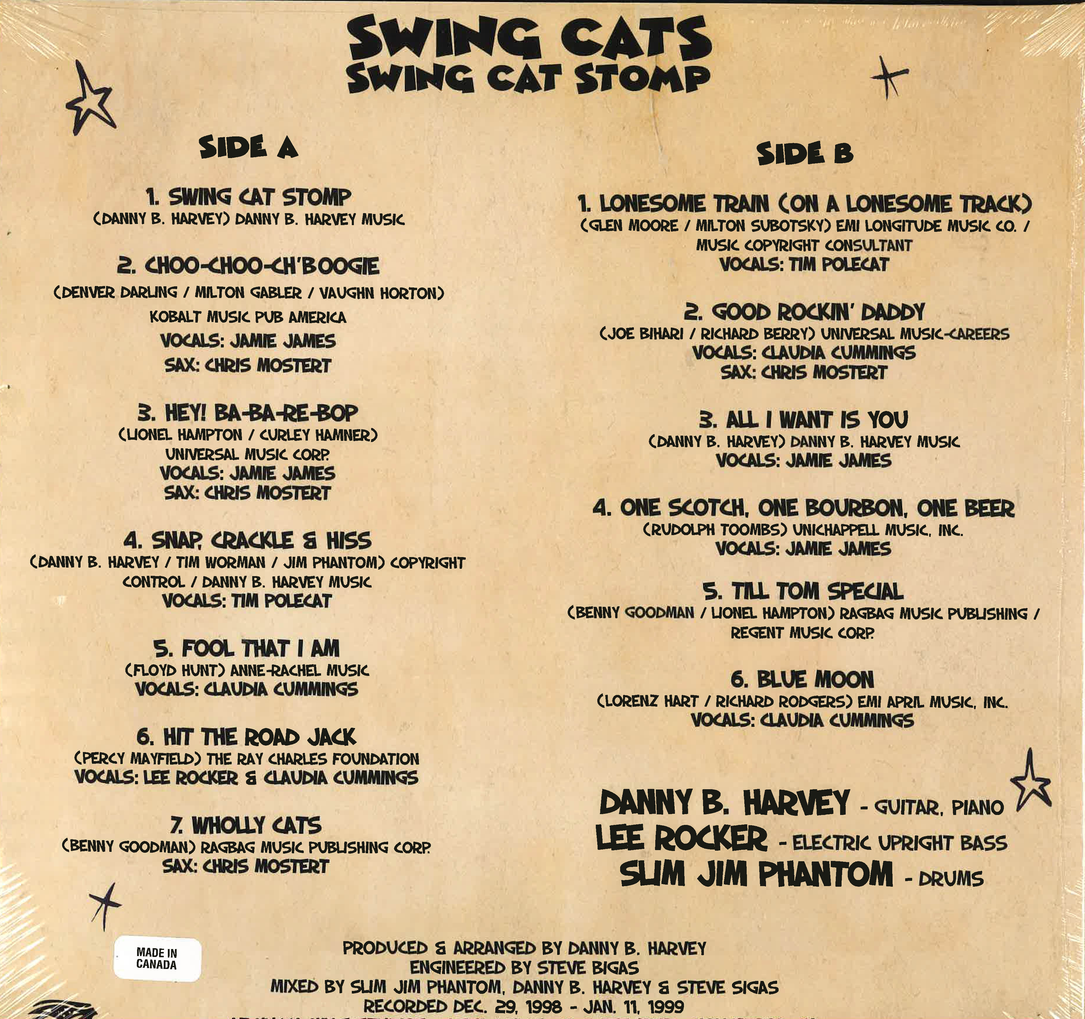 SWING CATS (スウィングキャッツ)  - Swing Cat Stomp (US Ltd.Reissue Yellow Vinyl LP/New)