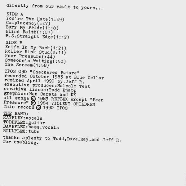 REFLEX FROM PAIN (リフレクス・フロム・ペイン)  - Checkered Future (US '90 限定プレスFLEXI「廃盤 New」)