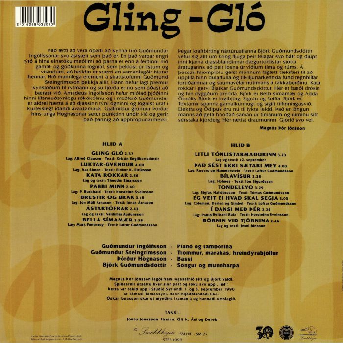 BJORK GUOMUNDSDOTTIR & TRIO GUOMUNDAR INGOLFSSONAR (ビョーク)  - Gling-Glo (EU 限定復刻再発 LP/NEW)