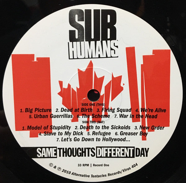 SUBHUMANS (サブヒューマンズ)  - Same Thoughts Different Day (US 限定プレス  2xLP「廃盤 New」 )